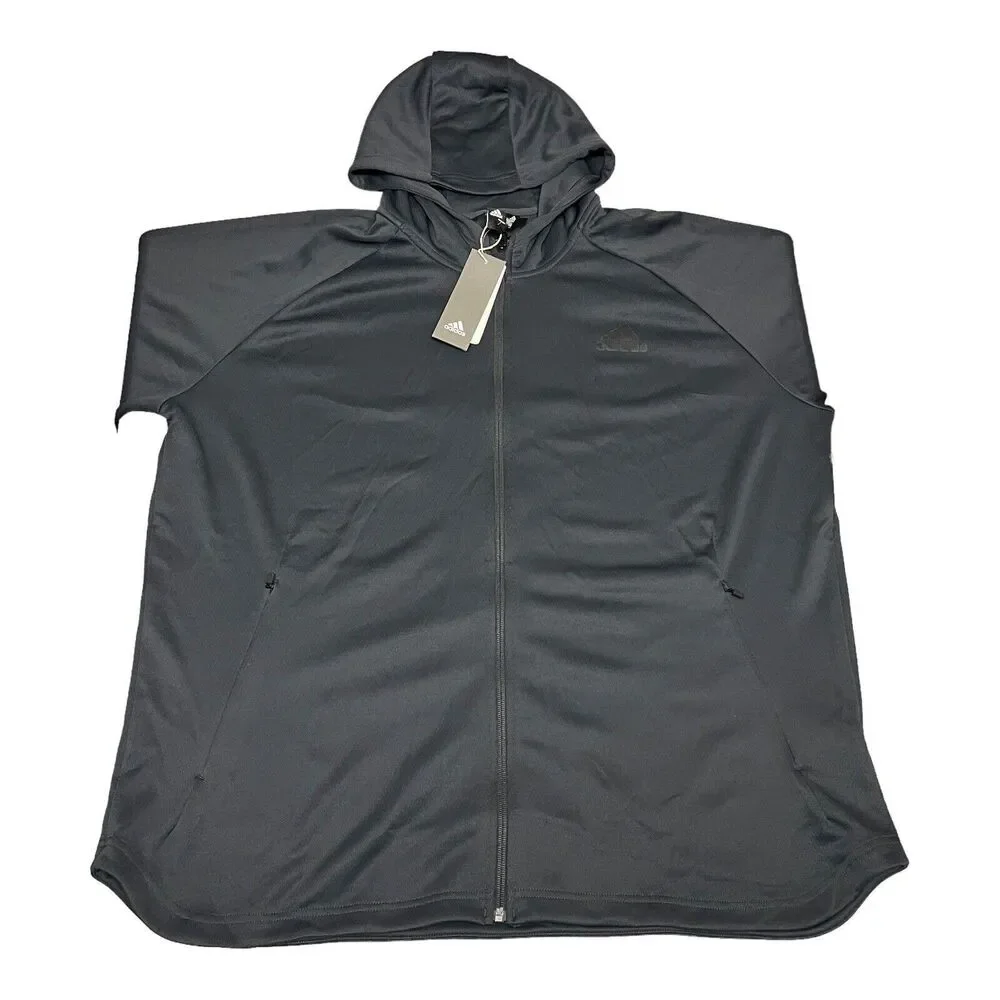 Adidas Hoodie Men 2XL Orange Full-Zip DH9071 Grey Activewear Running Outdoors - Picture 13 of 14